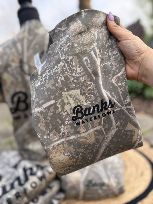 Camo Banks Waterfowl Logo Tee