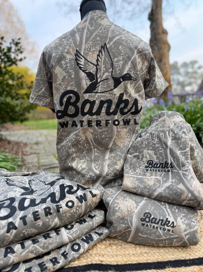 Camo Banks Waterfowl Logo Tee